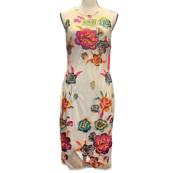 Alexia Admor Bright Floral Embroidered Palmer Sheath Sleeveless‎ Dress Women's 8 - Picture 2 of 14